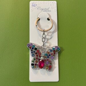 Colorful Butterfly Keychain in Silver